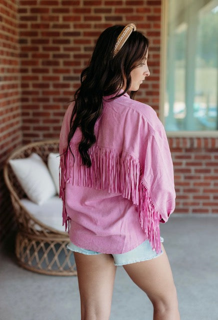 Fringe Button Down Jacket