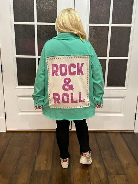 "Rock & Roll" Studded Patch Twill Jacket