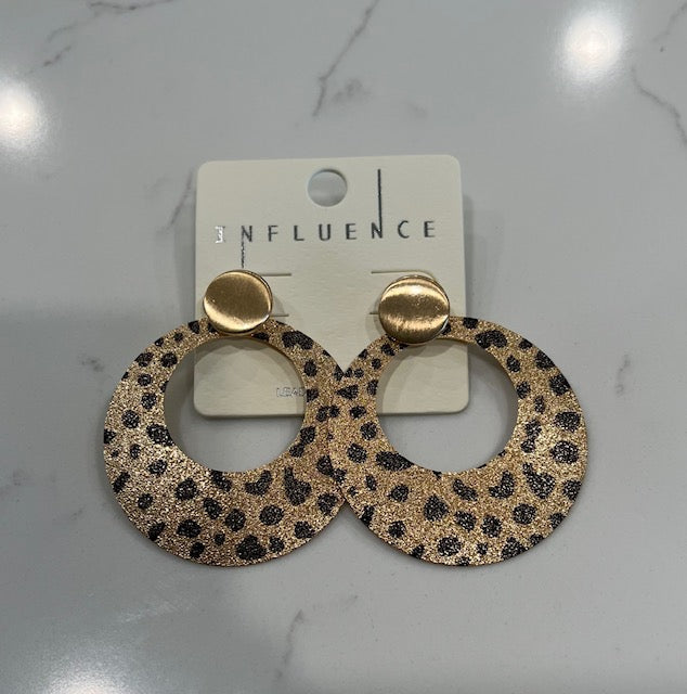 Cheetah Print Door Knocker Earrings