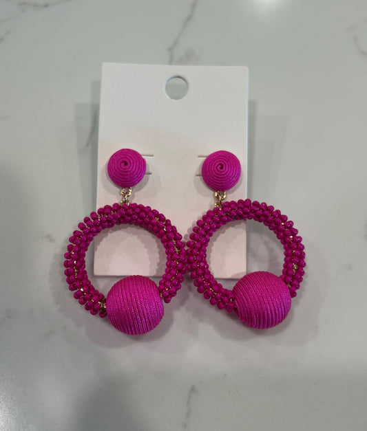 Ball and Bead Circle Earrings