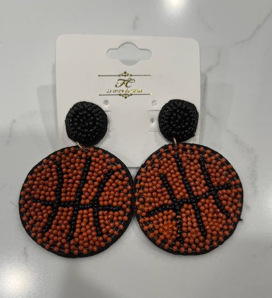 Basketball Beaded Earrings