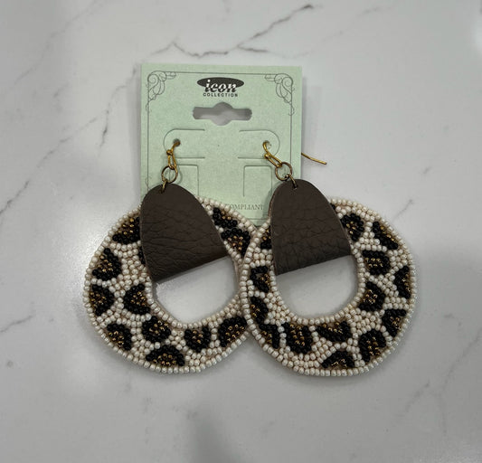 Beaded Leopard Print Earrings