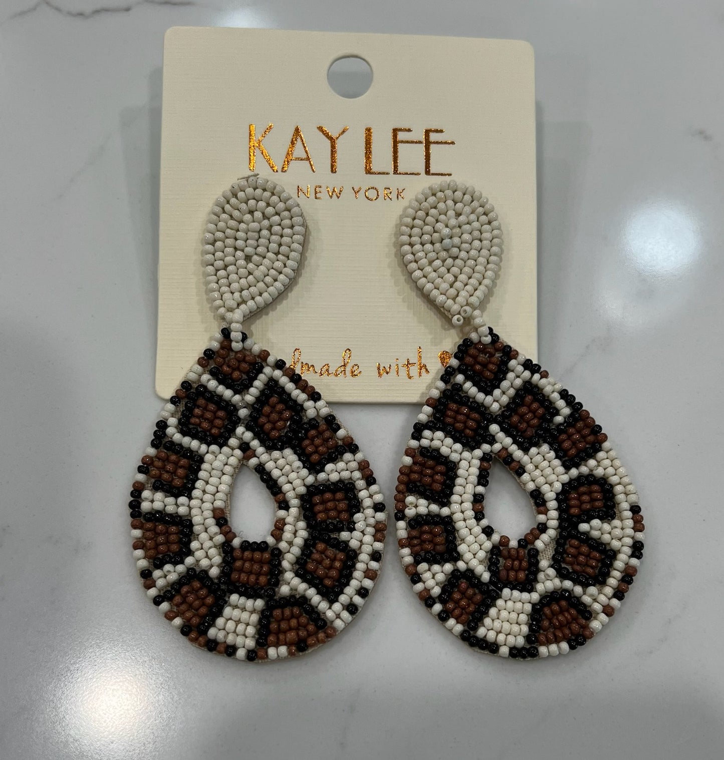 Leopard Teardrop Bead Earrings