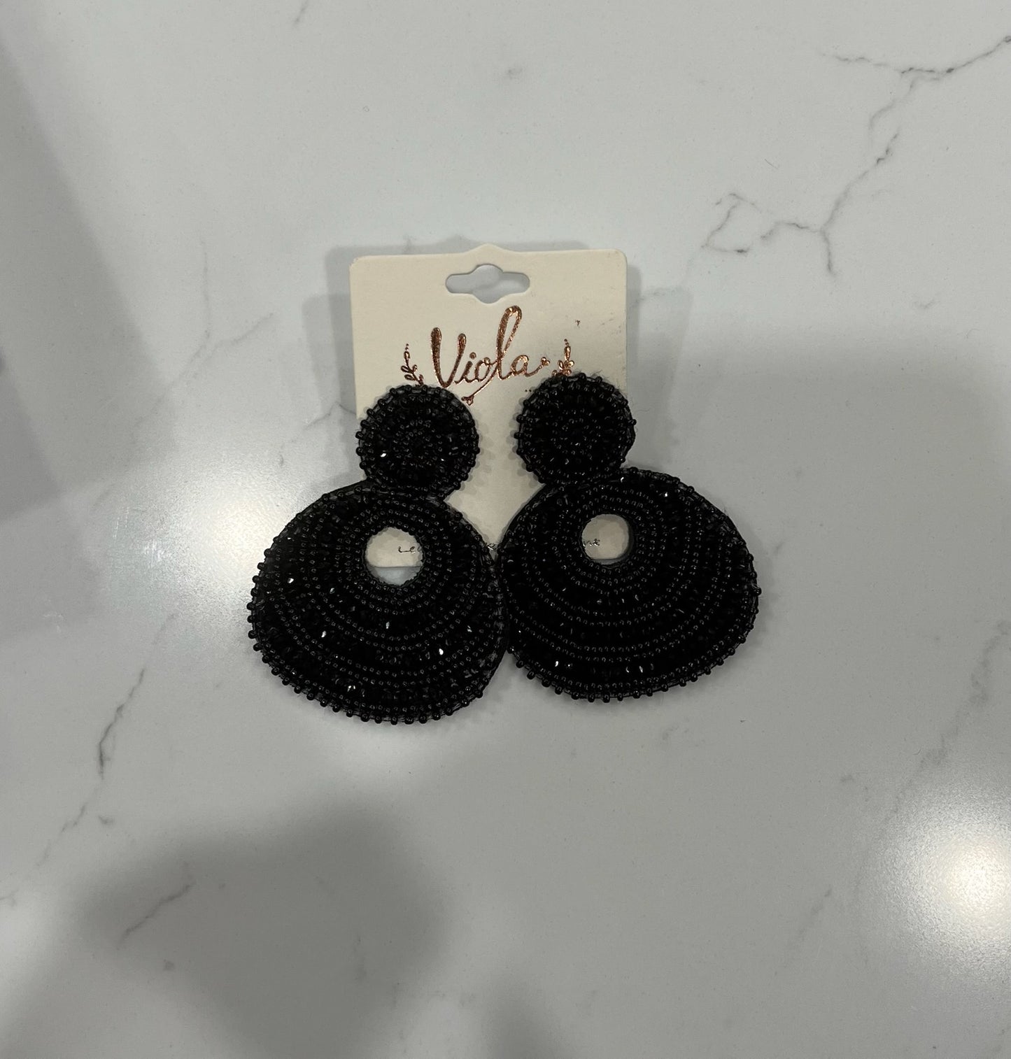 Beaded Double Disc Earrings