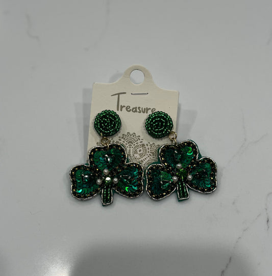 Sequin Shamrock Earrings