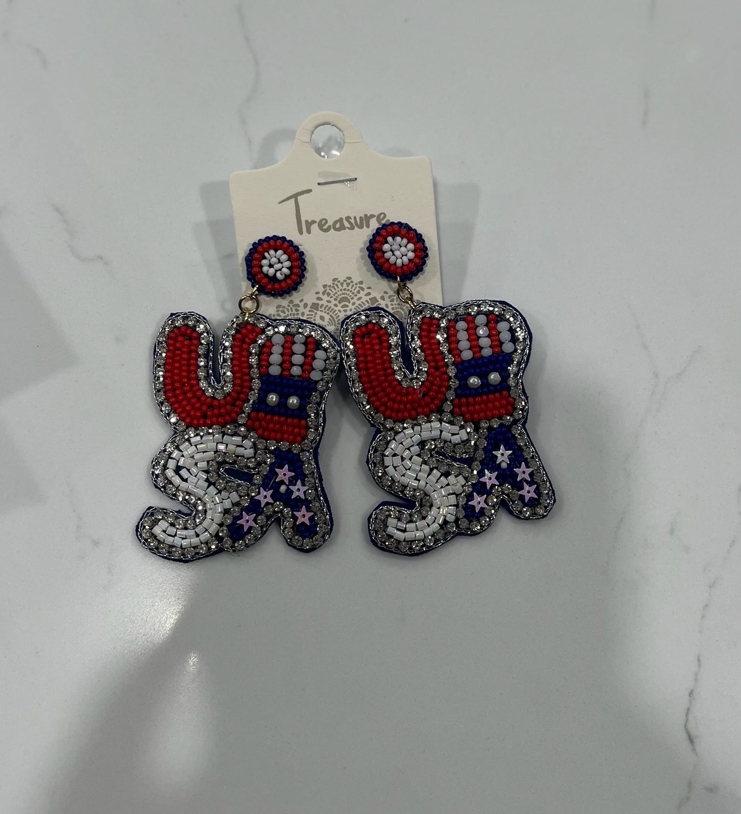 USA Flag Bead Earrings