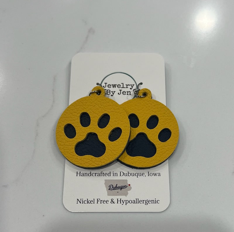 Layered Colored Paw Print Earrings