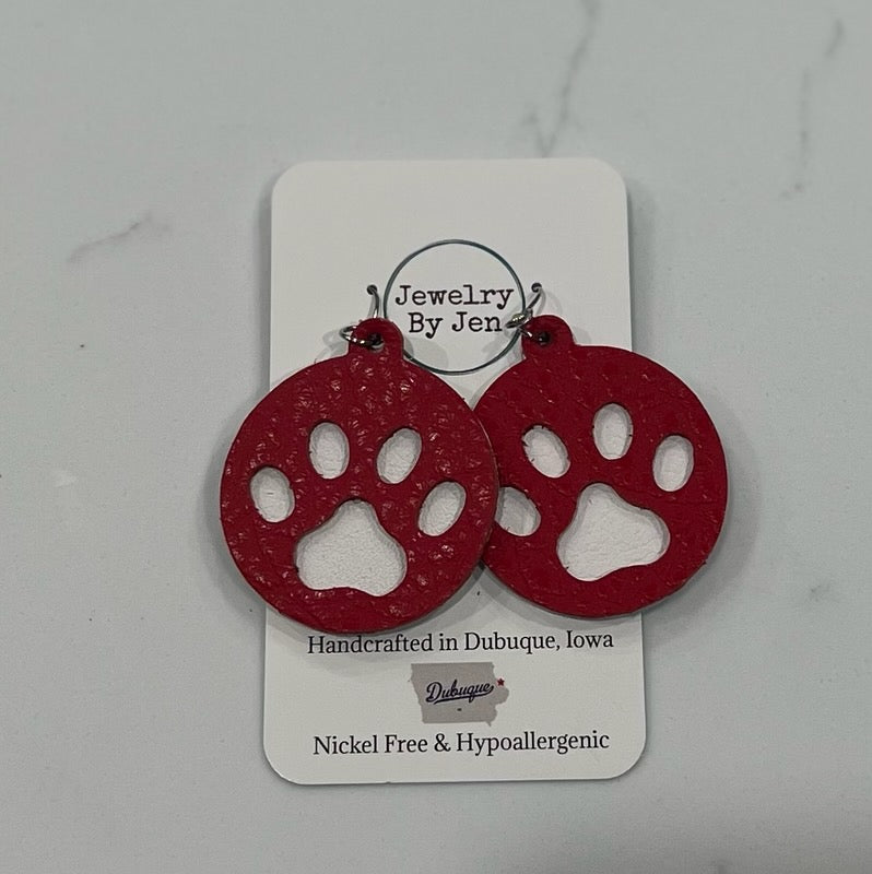 Layered Colored Paw Print Earrings