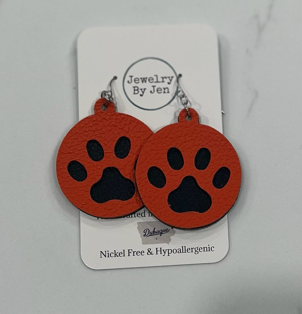 Layered Colored Paw Print Earrings