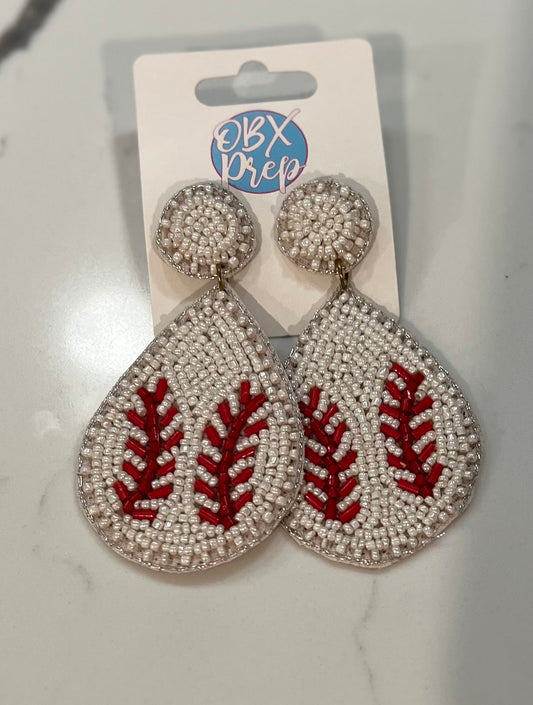 Beaded Baseball Earrings