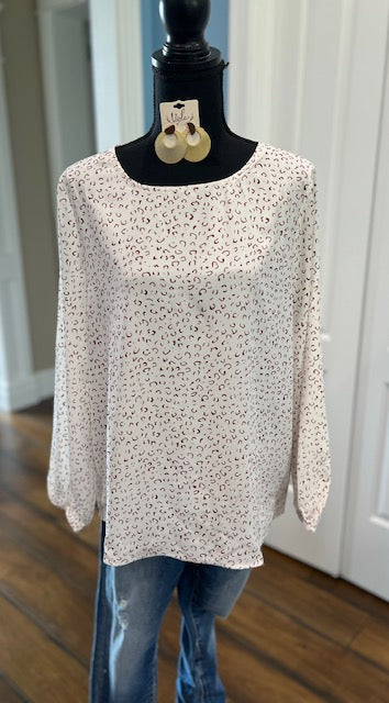 Crew Neck Leopard Print Blouse