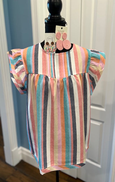 Striped Ruffle Sleeve Top