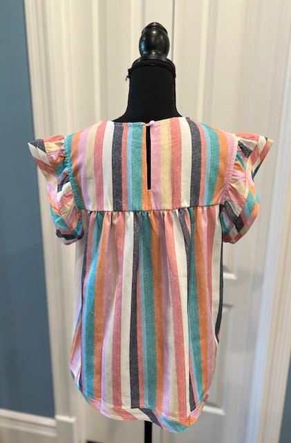 Striped Ruffle Sleeve Top