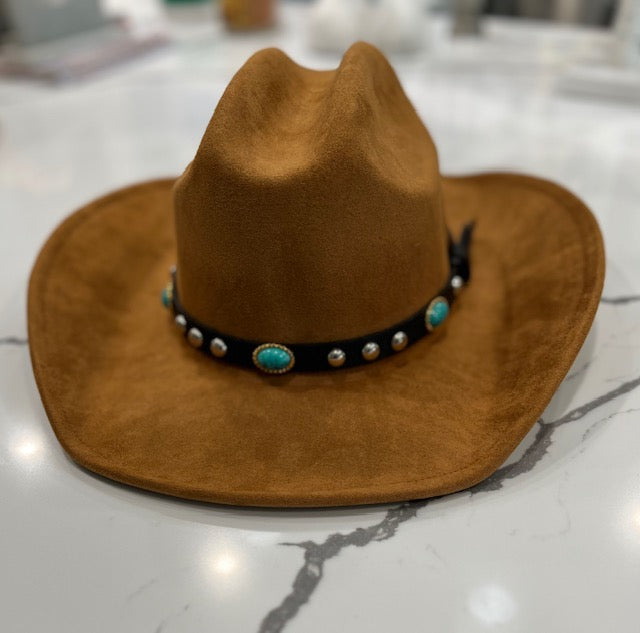 Aztec Seed Beads Band, Suede Cowboy Hat