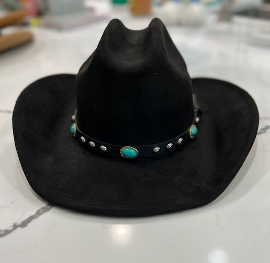 Turquoise Stone Leather Belt Cowboy Hat