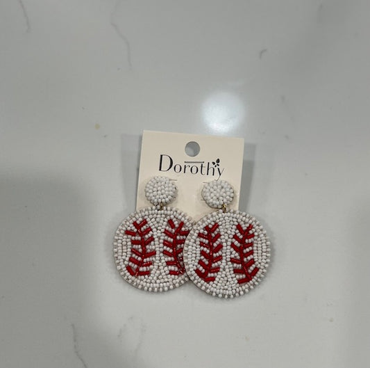 Round Baseball Earrings