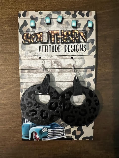 Black Leopard Acrylic Earrings