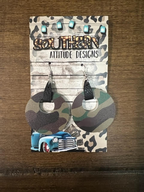 Wooden Camo Earrings