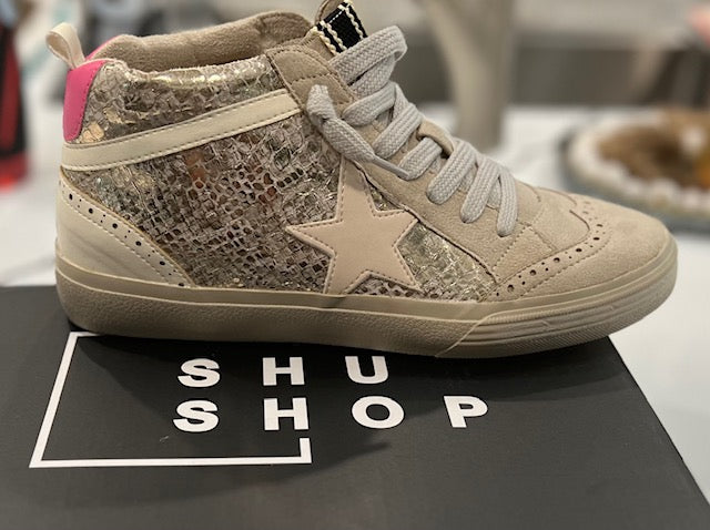 Shu Shop PAULINA gold snake sneaker